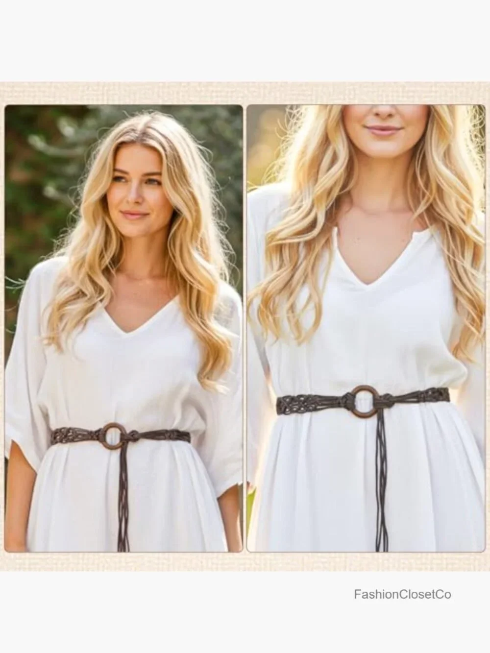 Boho Woven Braided Belt - Tassel Rope Waist Belt for Dresses